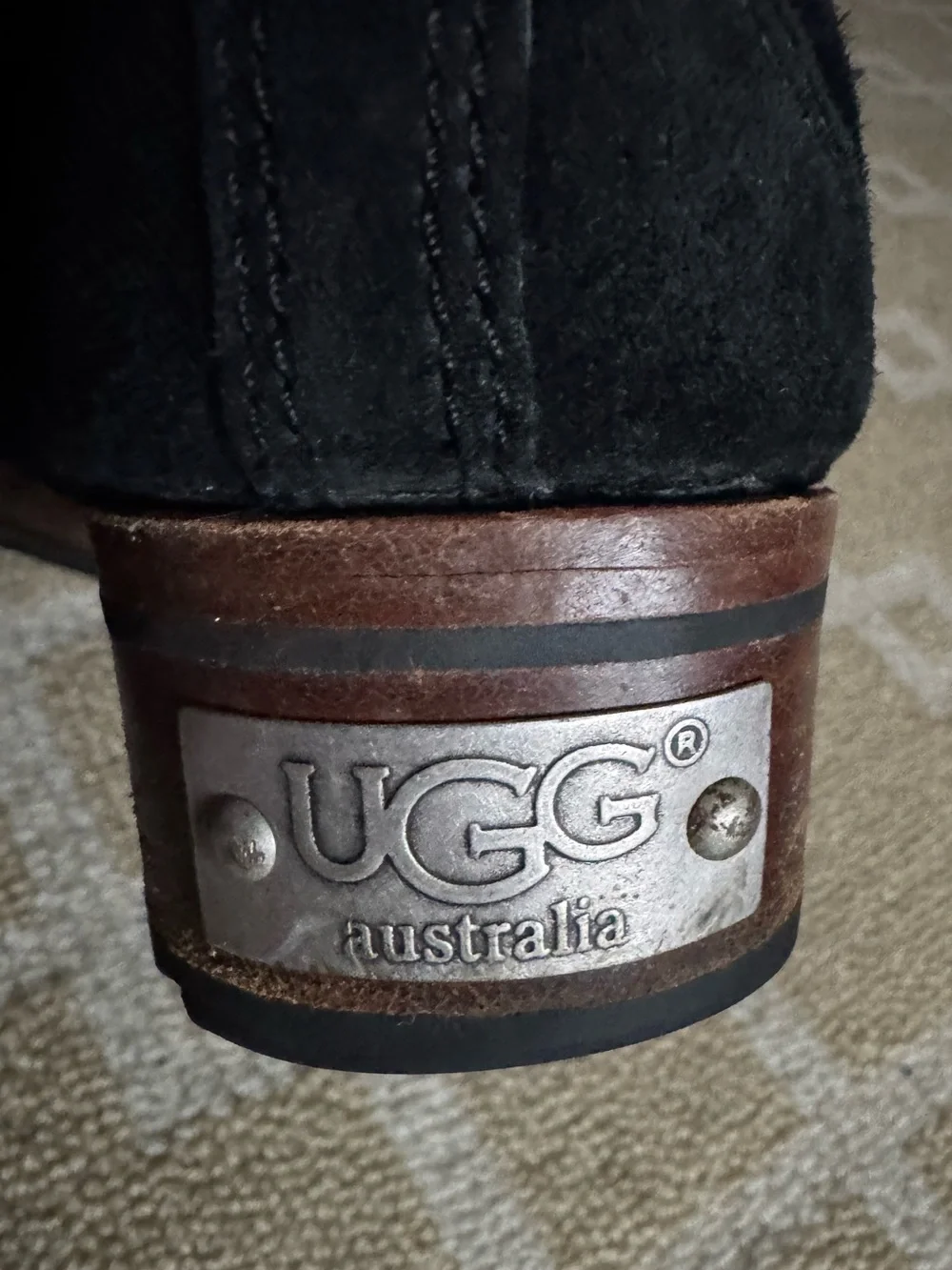 UGG Endell Suede Shearling Moto Biker Harness Boots Black Size 8